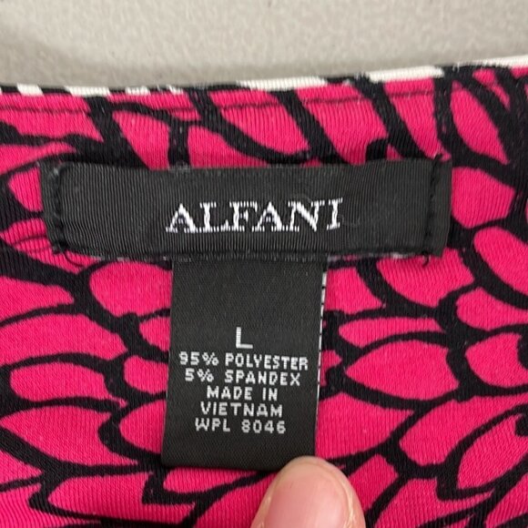 Alfani Dress Big Floral Print Pink White V-Neck Midi Size Large L - Picture 12 of 16